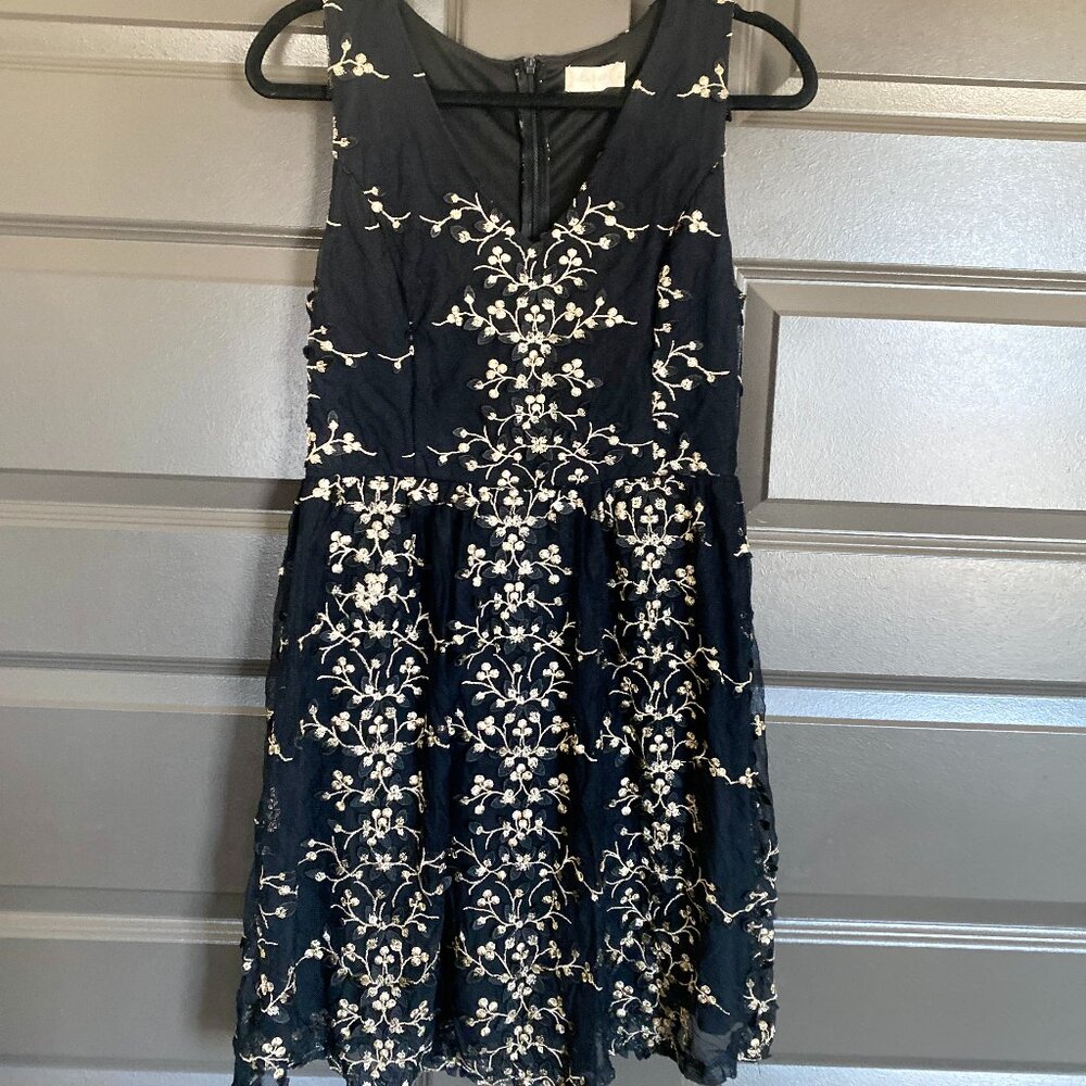 Altar'd State Black and Gold Wedding Guest Mini Dress Sz L